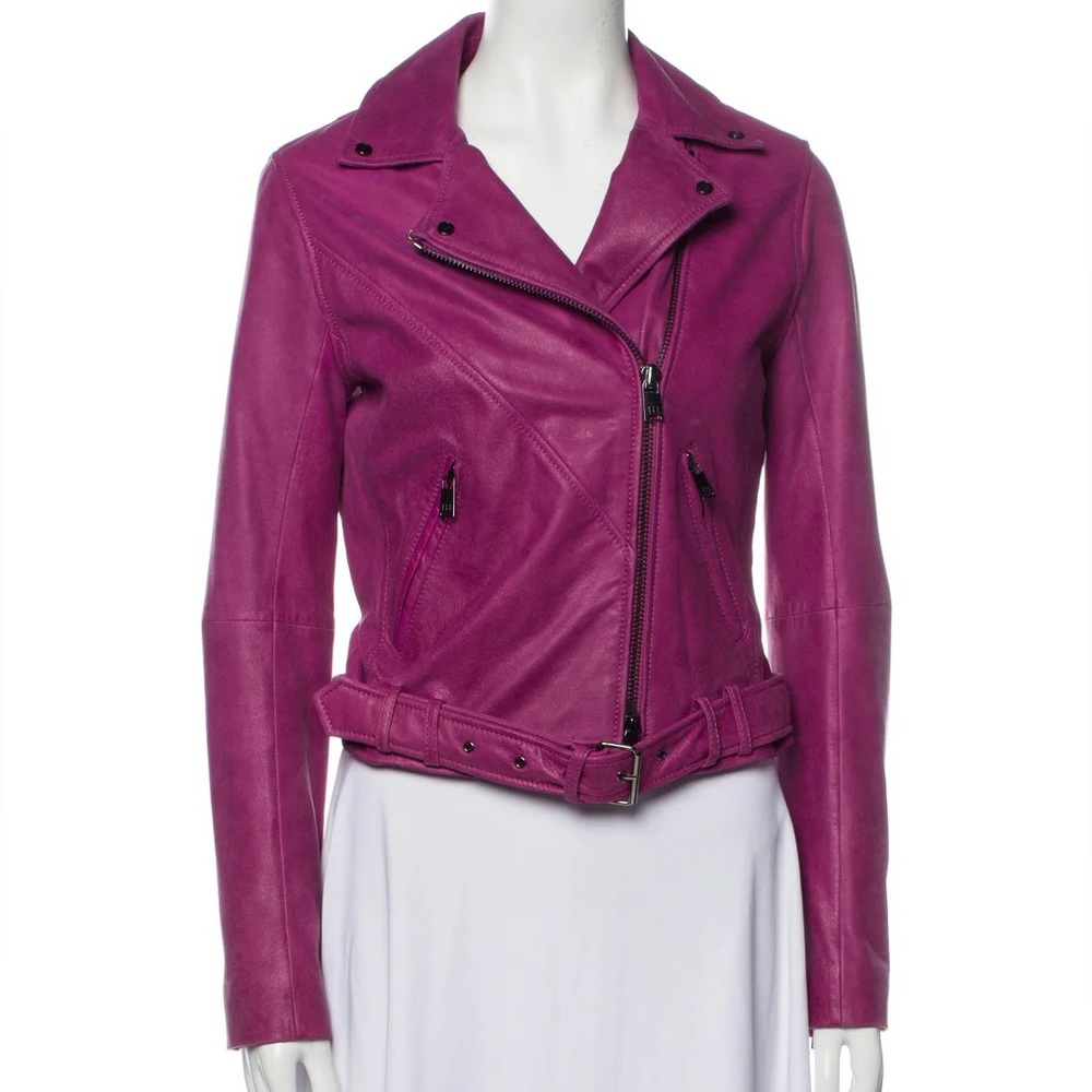 Haute Hippie Pink Leather Moto Jacket